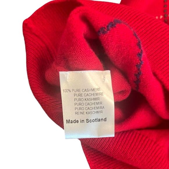 NWT Maus Hoffman Mens 100% Scottish Cashmere Sweater L Red Argyle Luxury Holiday - Picture 5 of 13